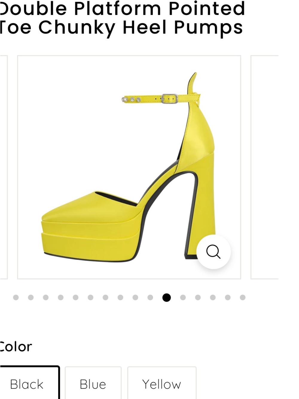 Yellow Pointed-Toe Double Platform Ankle-Strap Pumps